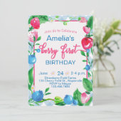 キッズベリーファースト誕生日招待状イチゴ 招待状 (スタンド正面)