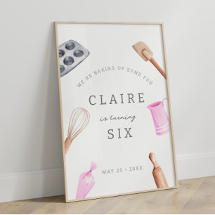 キッズベーキング誕生日Bash 女の子パーティーへようこそ ポスター