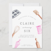 キッズベーキング誕生日Bash |女の子パーティー 招待状 (正面)