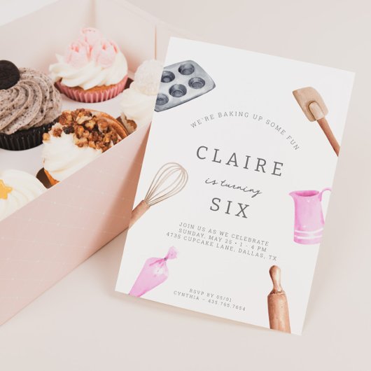 キッズベーキング誕生日Bash |女の子パーティー 招待状