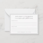 キッズベーキング誕生日Bash |子レシピカード ノートカード (正面)