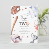 キッズベースボールセカンドバースデーパーティの招待状 招待状 (スタンド正面)