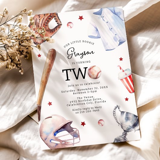 キッズベースボールセカンドバースデーパーティの招待状 招待状