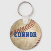 キッズベースボールバックパーソナライズされたパックラベル キーホルダー (正面)