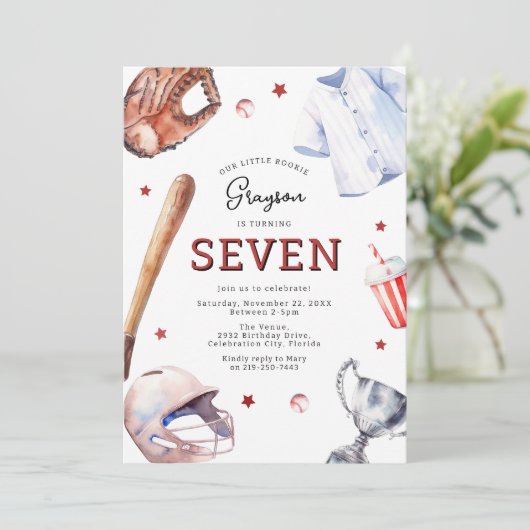 キッズベースボールバースデーパーティーへの招待 招待状 (スタンド正面)