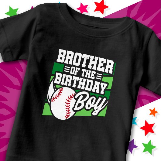 キッズベースボールパーティーブラザーオブザ誕生日ボーイ ベビーTシャツ