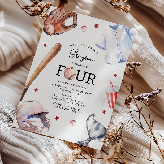 キッズベースボール4th誕生日パーティの招待状 招待状