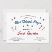 キッズベーパーソナライズされたバーチーム賞授賞証明書 (正面)