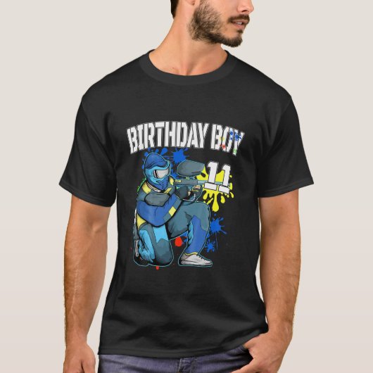 キッズペイントボール誕生日少年11歳ボーイズ11th tシャツ (正面)
