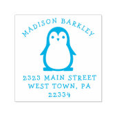キッズペンギンかわいい差出人住所スタンプ セルフインキングスタンプ (デザイン)