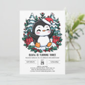 キッズペンギンエレガントデジタル誕生日 招待状 (スタンド正面)