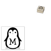 キッズペンギンキュートモノグラムイニシャル ラバースタンプ (押印)