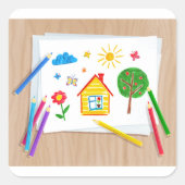 キッズペンシルスケッチ スクエアシール (正面)