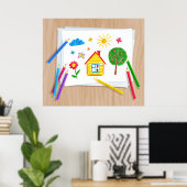 キッズペンシルスケッチ ポスター (ホームオフィス)