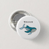 キッズホエークラシックルパーソナライズされた名 缶バッジ (正面&裏面)