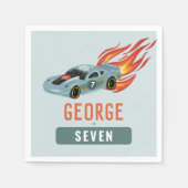 キッズホットブルーレーシングカーボーイズ誕生日 スタンダードカクテルナプキン (正面)