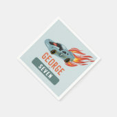 キッズホットブルーレーシングカーボーイズ誕生日 スタンダードカクテルナプキン (角)