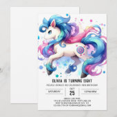 キッズホースモダン誕生日 招待状 (正面/裏面)