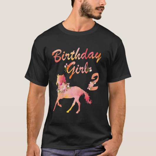 キッズホース2番目の誕生日のための女の子の愛の馬2 Y Tシャツ (正面)