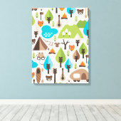 キッズホームデコフォックスとクマのキャンバス キャンバスプリント (インサイチュ (ウッドフロア))