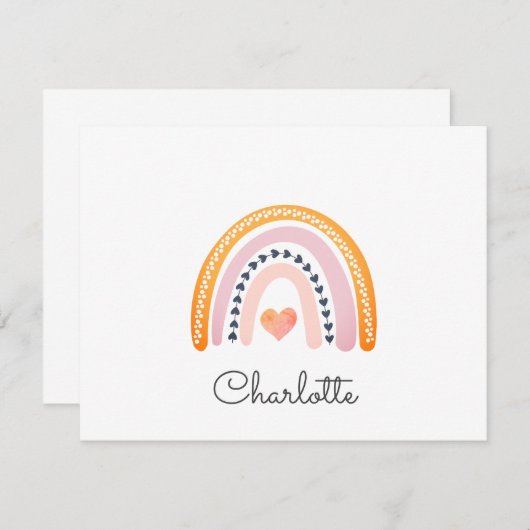 キッズボホパーソナライズされたレインボーノートカード ノートカード (正面/裏面)