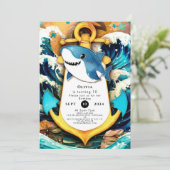 キッズボホ航海のシャーク誕生日 招待状 (スタンド正面)