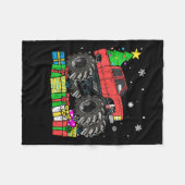 キッズボーイズのクリスマスモンスタートラックキッズクリスメリース フリースブランケット (正面(横))