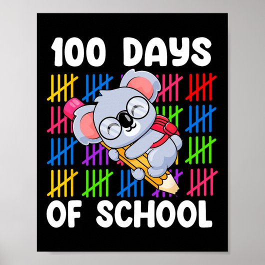 キッズボーイズガールズキュートコアラ鉛筆100日のScho ポスター (正面)