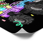 キッズボーイズハッピーイースターTレックスバニーモンスタートラックR ポスター (角)