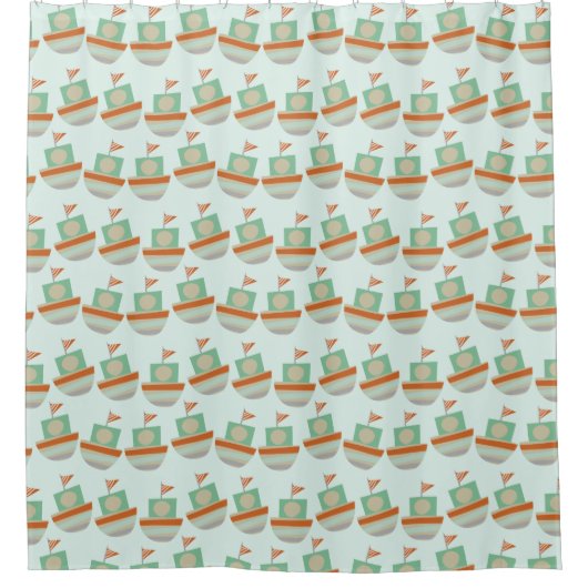キッズボーイズボートタグボート航海の シャワーカーテン (正面)