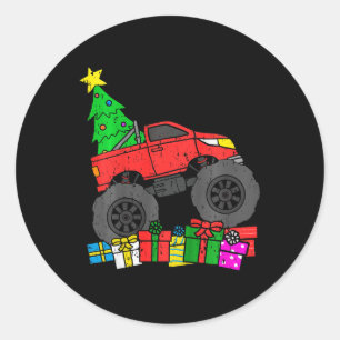 キッズボーイズモンスタートラッククリスマスツリー幼児 ラウンドシール