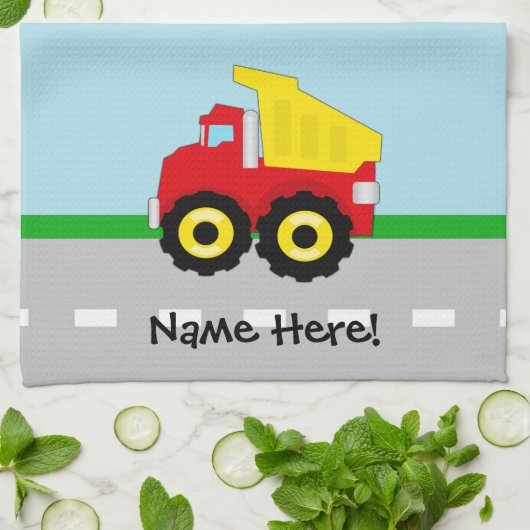 キッズボーイズ建築ダンプトラック キッチンタオル (折り畳み)