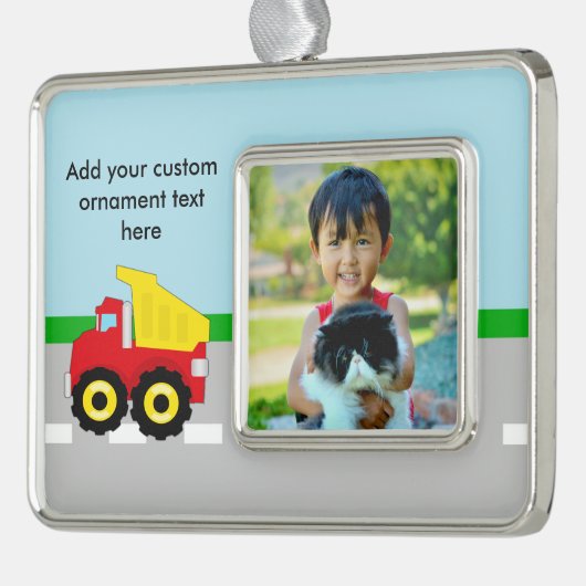 キッズボーイズ建築ダンプトラック シルバープレートフレームオーナメント (左)