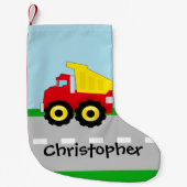 キッズボーイズ建築ダンプトラック スモールクリスマスストッキング (正面)