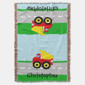 キッズボーイズ建築ダンプトラック スローブランケット (正面縦)