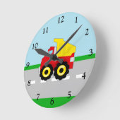 キッズボーイズ建築ダンプトラック ラウンド壁時計 (傾斜)