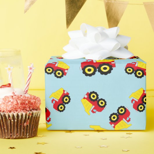 キッズボーイズ建築ダンプトラック ラッピングペーパー (誕生日パーティー)