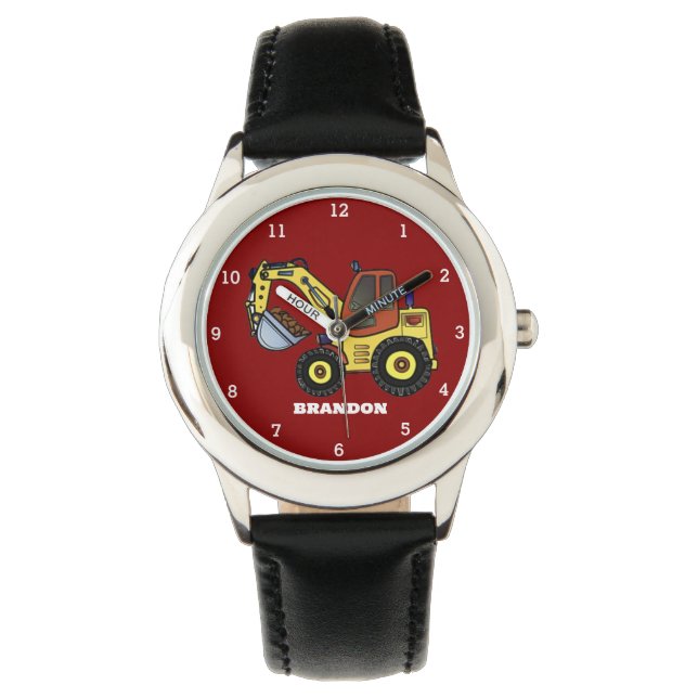 キッズボーイズ建築ディガー掘削機名 腕時計 (正面)