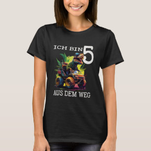 キッズボーイズ誕生日ディーノモンスタートラックイービン5ジャ Tシャツ
