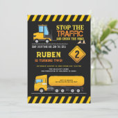 キッズボーイズ誕生日パーティー建築ダンプトラック 招待状 (スタンド正面)