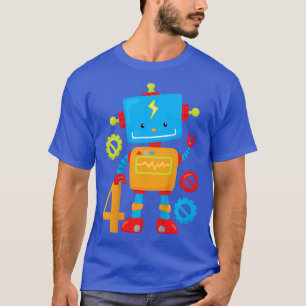 キッズボーイズ4thバースデーギフトかわいいロボット tシャツ