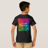 キッズボーイズTシャツバイサイド黒エレガントテンプレート Tシャツ (裏面フル)