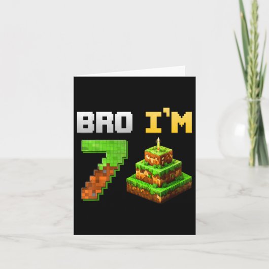 キッズボーイ私の7誕生日Broゲームピクセル7年 カード (正面)