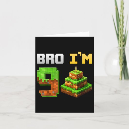 キッズボーイ私の9誕生日Broゲームピクセル9年 カード (正面)
