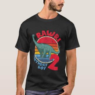 キッズボーイ2歳の誕生日I Rawr!ブラチオサウルス1ファミ Tシャツ
