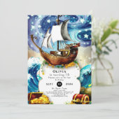 キッズボートお洒落海賊誕生日 招待状 (スタンド正面)