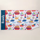 キッズボーモノグラムのト ビーチタオル (正面)