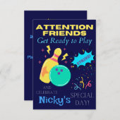 キッズボーリングをテーマにしたバースデーパーティ招待状 招待状 (正面/裏面)