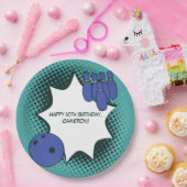 キッズボーリングパーティーハッピー10誕生日名 ペーパープレート (パーティー)