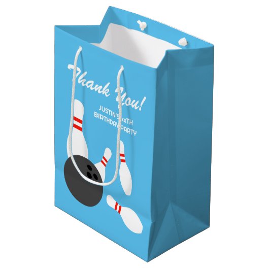 キッズボーリング誕生日パーティー感謝していユー抱き枕 ミディアムペーパーバッグ (正面アングル)